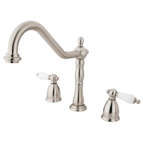 Kingston Brass KS1178AL Heritage Kitchen Bridge Faucet, Brushed Nickel...