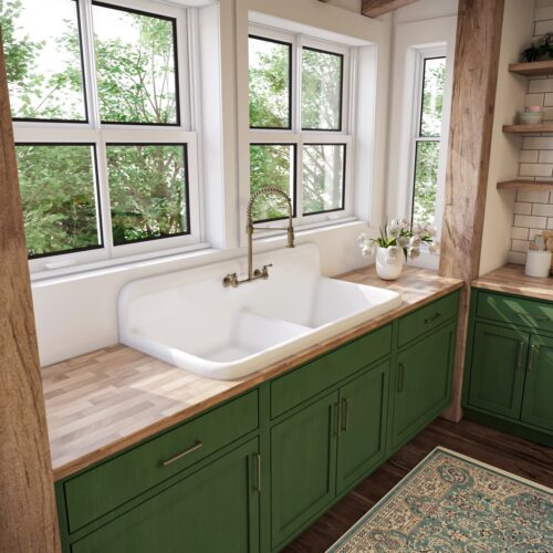Large Double Basin High Back Farmhouse Style Sink - Model #DBR5124