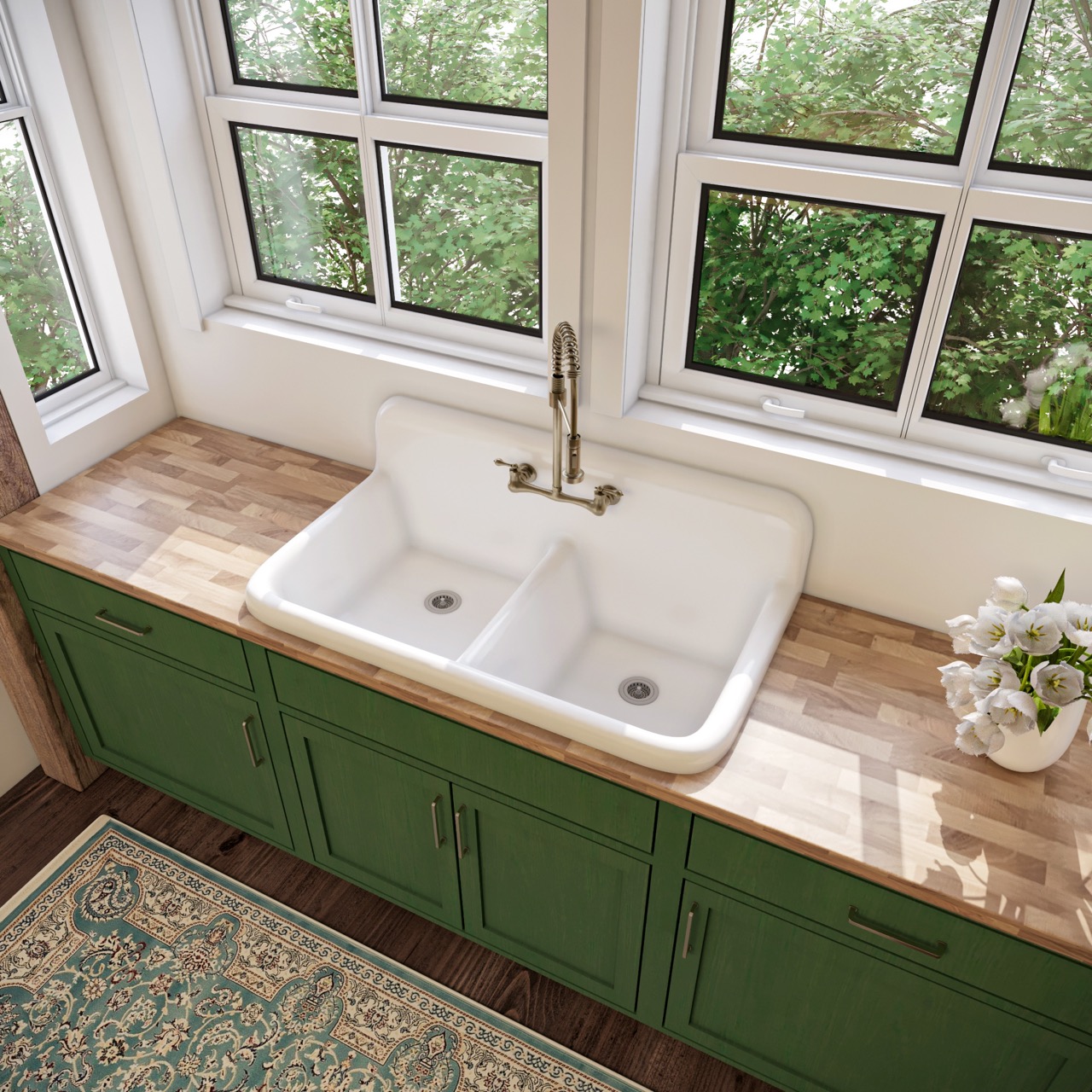 Double Basin High Back Farmhouse Style Sink - Model #DBR4224 - Image 2