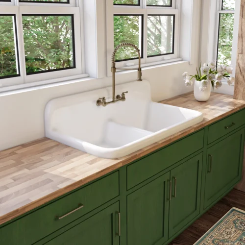 Double Basin High Back Farmhouse Style Sink - Model #DBR4224
