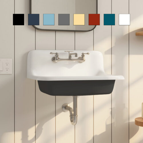 Wall Mount 24″ High Back Farmhouse Sink - Color Options Available